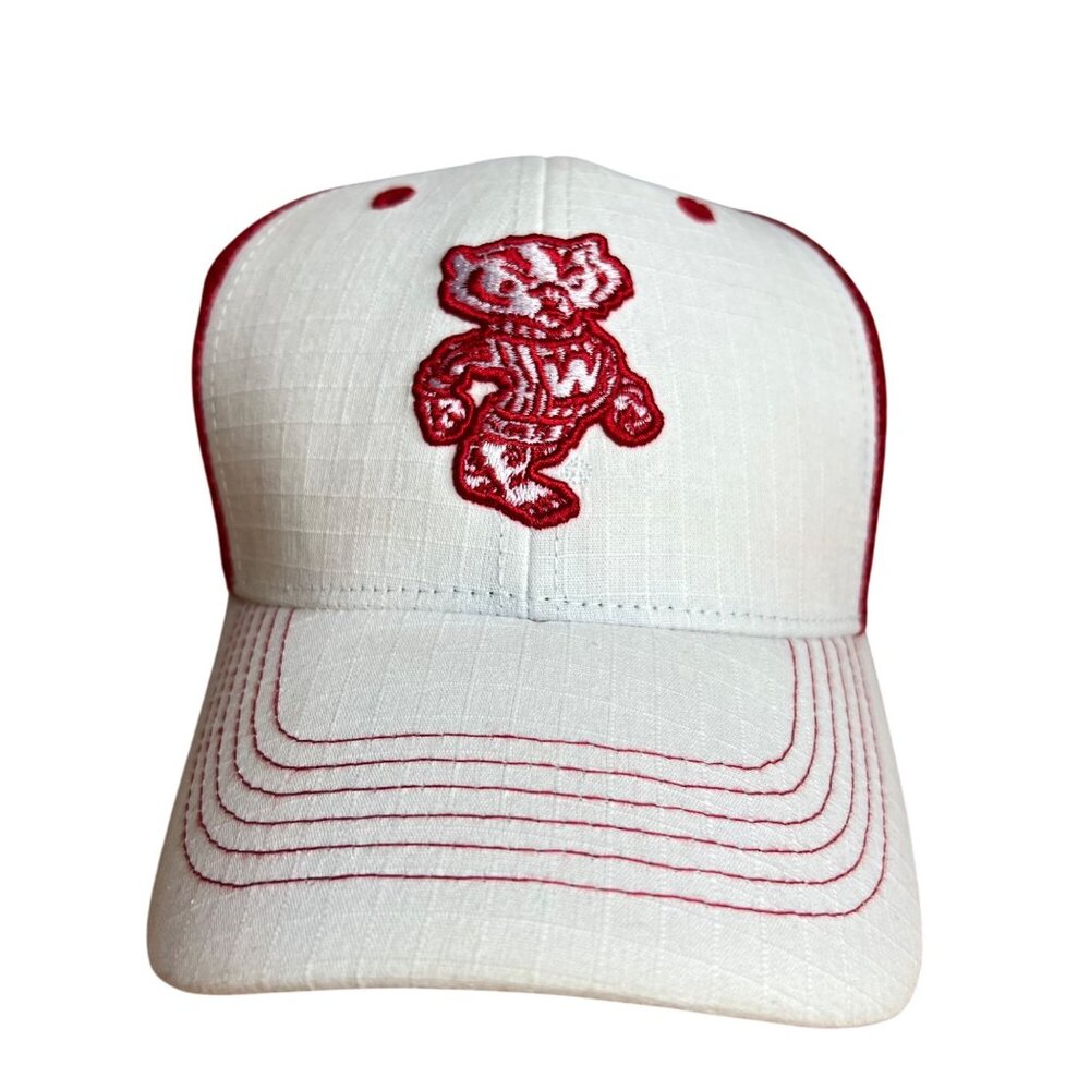 '47 Brand Wisconsin Badgers Hat‎ Cap Adult One Size Stretch Mesh Red White